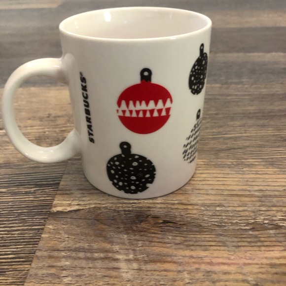 Starbucks Coffee Mug "Ornaments" Black Red 12 oz - Picture 4 of 8